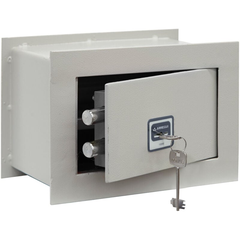 Arregui - Ideal 5 271300 Coffre-fort à emmurer, 5mm, ouverture à clé, petit 18 x 26 x 15 cm, 4 l Gris clair