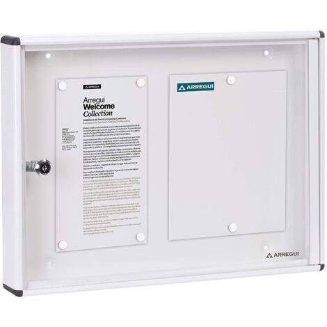 ARREGUI PAN41 Bacheca Magnetica con Anta Battente per Interni in Alluminio, con serratura e chiave, 35 x 48 x 5 cm, contiene 2 fogli A4 Bianco
