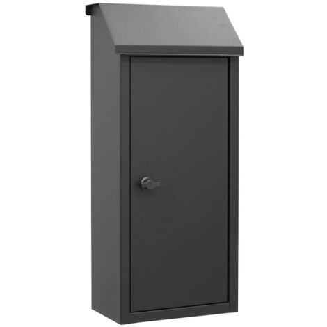 ARREGUI Panera SP008NG-P Buzón Exterior Grance para Pan, Buzón de Correo de Acero para Barras de Pan y Periódicos, Panera Exterior, Gran Capacidad, Sin Llave, Apertura de Pomo, Negro