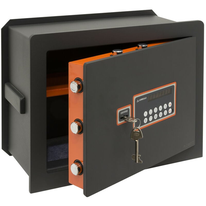 Ehlis - arregui Plus c Coffre-fort encastrable avec serrure certifiée à clé et à code, Coffre-fort double sécurité à emmurer, Coffre fort mural fond