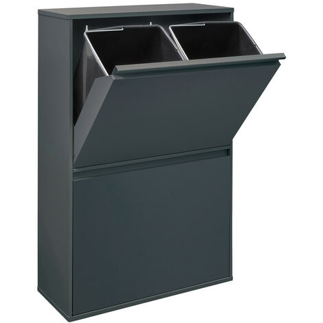 Arregui – Poubelle de recyclage en acier 4 compartiments 68L – Installation murale ou au sol – Système d'ouverture basculant – CR604B