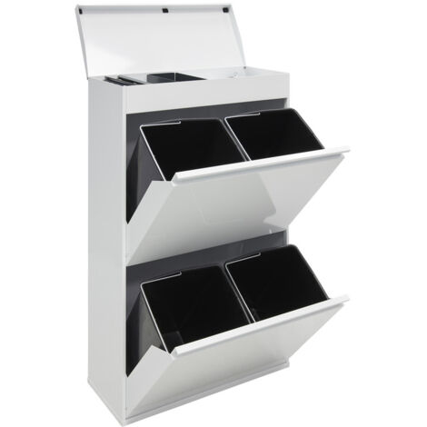 Arregui – Poubelle de tri sélectif 4 seaux 68L en acier – Plateau supérieur multifonction – Dimensions 97,5 x 58,6 x 24,5 cm – CR621B
