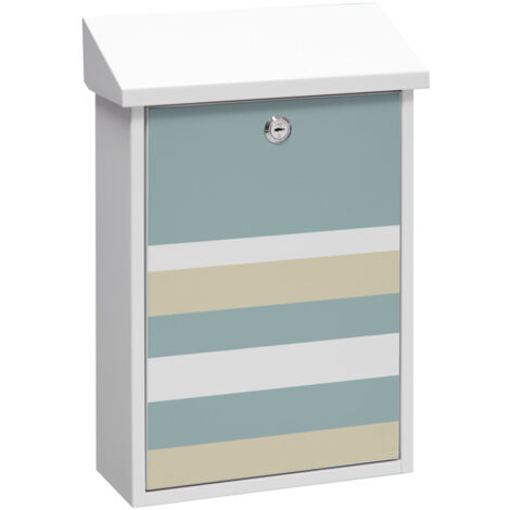 ARREGUI Premium E5601-STR Cassetta Postale Individuale in Acciaio con Serigrafia Decorativa "Lines", Cassetta della Posta da Parete, Dimensione M (DIN A4 e Riviste), Facile da Montare, Bianco