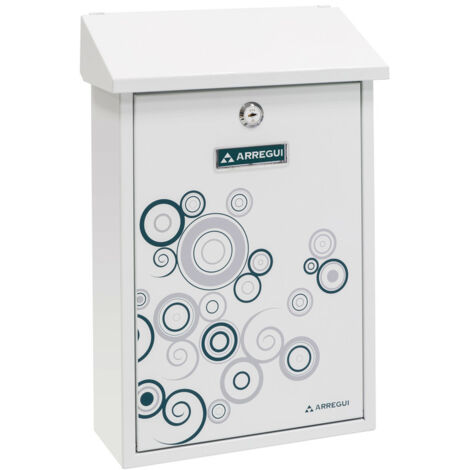 ARREGUI Premium E5606 Boîte aux Lettres Individuelle en Acier avec sérigraphie « Spark », Taille M (Courrier Format A4, Magazine), Boîte aux Lettres Murale, Anti-pluie, Facile à Installer, Blanc
