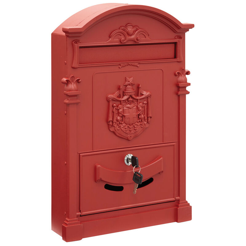 Residencia Maxi D-2152/R boîte aux lettres murale de style retro classique en aluminium, taille l (A4), rouge - Arregui