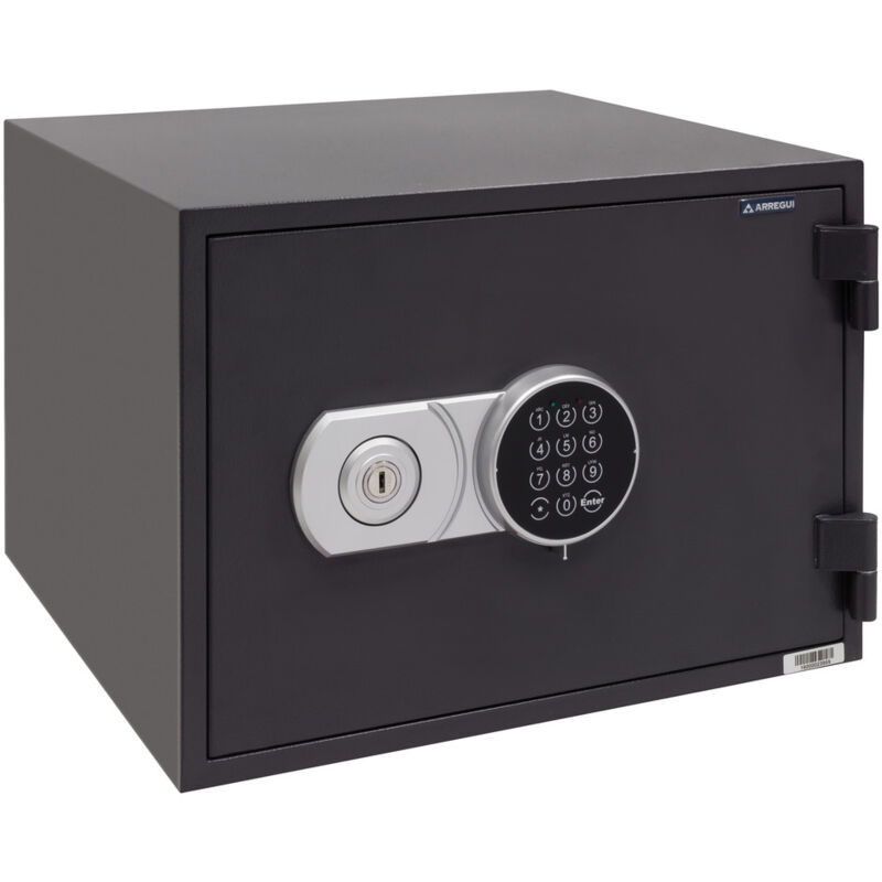 Arregui - Resist 41220 Coffre-fort ignifuge anti-feu à poser, 98 mm, double sécurité : ouverture à clé et à code électronique, 31,5 x 44,5 x 42,5 cm,