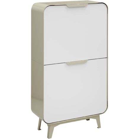 Arregui Round CR431-R Pattumiera Differenziata 4 Scomparti  4 x 17L (68L)  Contenitore in Acciaio da Interno  Mobile Raccolta Differenziata Design  Cestino Spazzatura da Cucina  Crema e Bianco