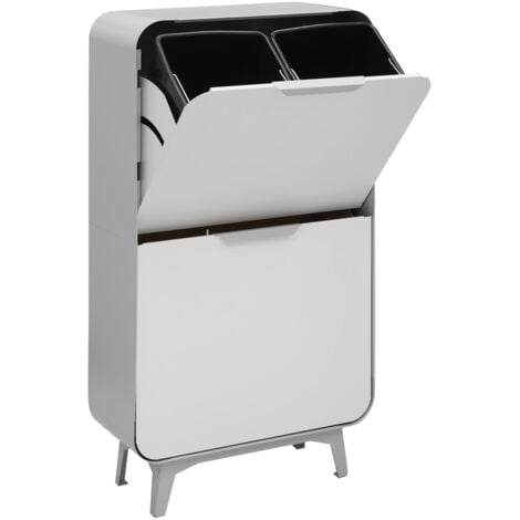 ⇒ Cubo de reciclaje goro 4 compartimentos gris metalizado ▷ Precio. ▷  Comprar con los Mejores Precios. Ofertas online