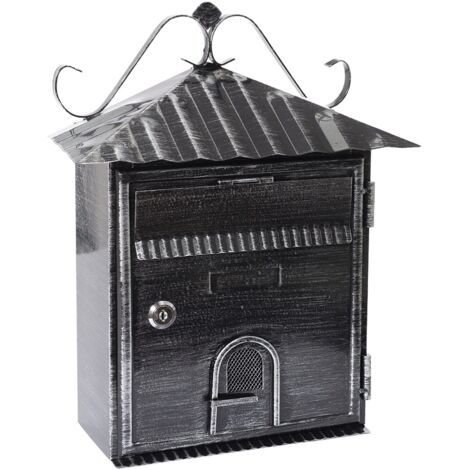 ARREGUI Rustica D-2204 Cassetta Postale Individuale in Metallo di Stile Rustico, Cassetta della Posta da Parete, Decorativo, Dimensione S (DIN A5), Facile da Montare, Nero