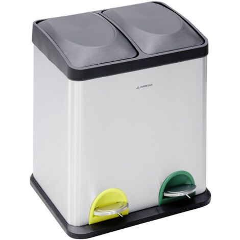 ARREGUI Step Bin CR705-30L Cubo de Basura y Reciclaje con Pedal, de Acero Inoxidable, con 2 cubos interiores, 2 x 15 L (30 L)
