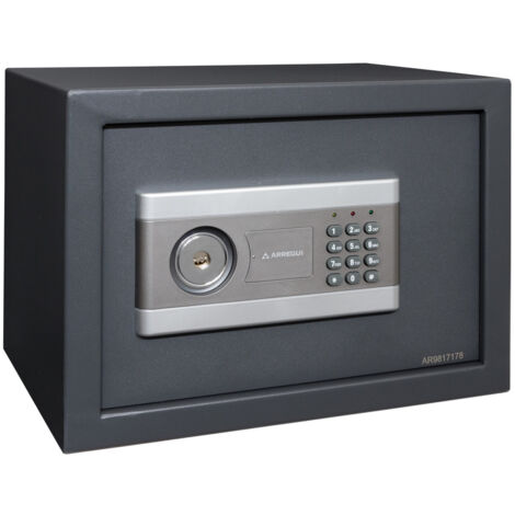 ARREGUI Stylo 19010-S2 Caja Fuerte de Acero Con Apertura de Doble Seguridad, Cerradura Electrónica más Llave, con Códigos Programables, Caja de Seguridad para Hogar y Negocios, 25 x 35 x 25 cm, 15 L