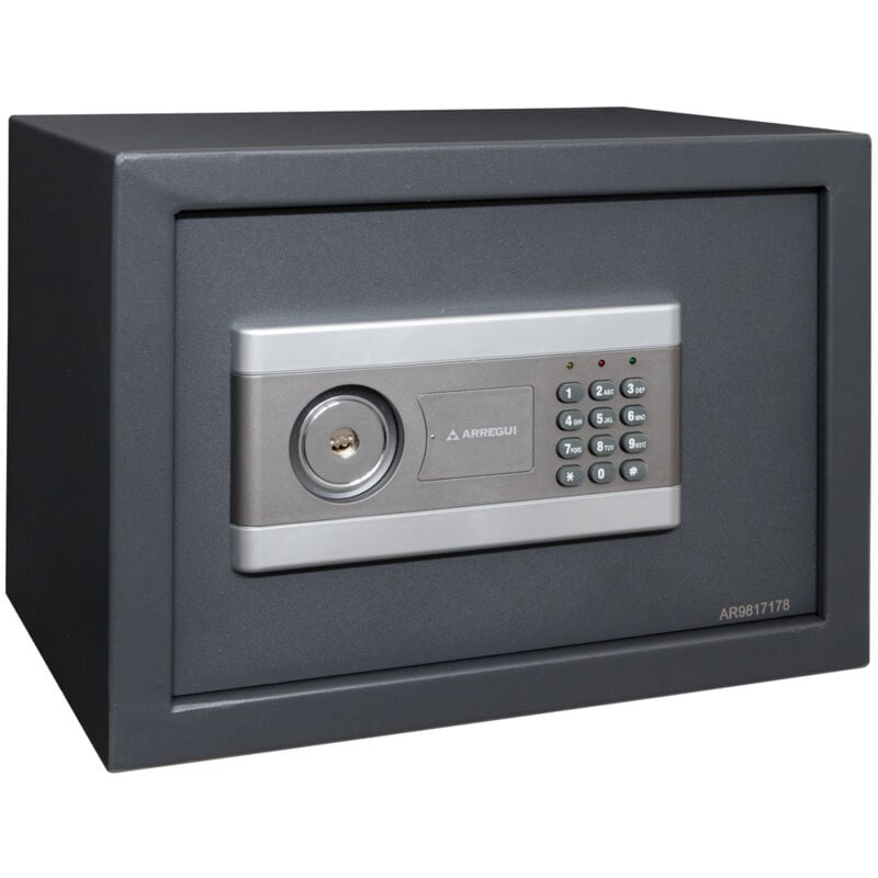 Arregui - Stylo 19010-S2 Coffre-fort en acier, ouverture double sécurité, serrure électronique à code et à clé, coffre-fort de sécurité pour