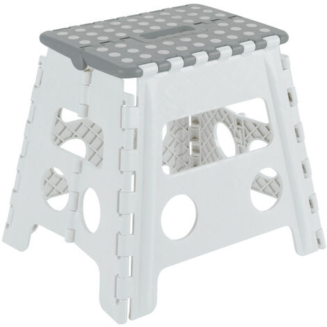 ARREGUI TB-032-GB Kleiner Klapphocker  Falthocker für Kinder und Erwachsene  Faltbarer und Tragbarer Klapphocker  150 Kg Belastbarkeit  Hocker für Küche, Bad, Camping, Garten  32 cm hoch  White & Grey