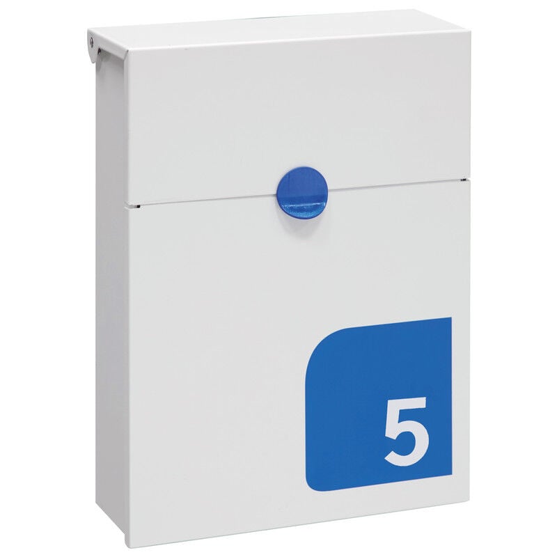 Arregui - Tondo E6721-BLU Boîte aux Lettres en Acier, Taille s (Courrier format A5), Boîte aux Lettres Murale Avec Serrure Protégée, Anti-pluie, Avec