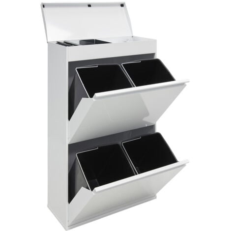 Arregui Top CR621-B Poubelle de recyclage en acier, poubelle de tri sélectif, 4 seaux,...