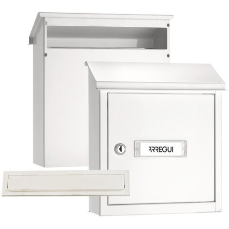 ARREGUI V4031 Pack copri fessura + cassetta postale in acciaio per porte o cancelli esterni, cassetta postale da esterno, cassette postali con bocca 23x3 cm, taglia S (DIN A5), facile da installare, b