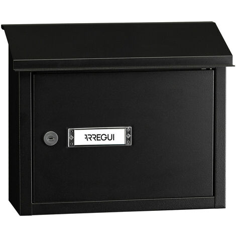 ARREGUI V4064 Maxi Cassetta Postale Alluminio per Porte o Cancelli Interni, Cassetta Postale 33x4 cm, Taglia M (DIN A4 Posta e Rivista), Anticorrosivo, nero testurizzato