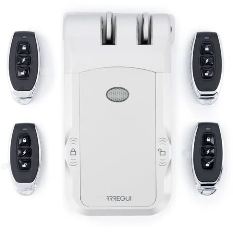 Arregui – Verrou électronique CI30P – Serrure de sécurité invisible pour porte – 4 télécommandes incluses – Installation sans fil – Dimensions 8,7x16,5x3,6cm