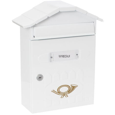 ARREGUI Villa E5001 Buzón Exterior de Acero, Tamaño M (Correo DIN A4 y Revistas), Buzón de Correo Individual, Buzón de Pared de Chapa Gruesa, Antilluvia, Fácil de Instalar, Blanco