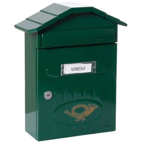ARREGUI Villa E5003 Boîte aux Lettres Individuelle en Acier, Taille M (Courrier Format A4, Magazine), Boîte aux Lettres Murale de grosse épaisseur, Anti-pluie, Facile à Installer, Vert