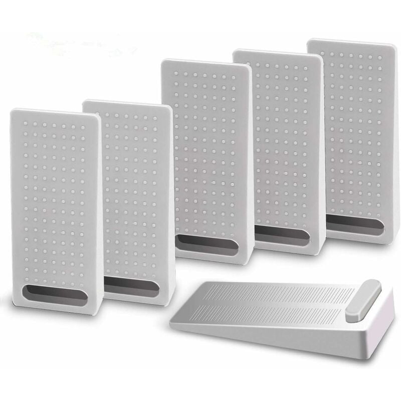 Csparkv - Arrêt Cale Porte, Lot de 6 Arrêts de Portes en Caoutchouc antidérapant, Butée de Bloque Stop Porte au Sol avec Hauteur Réglable, Gris