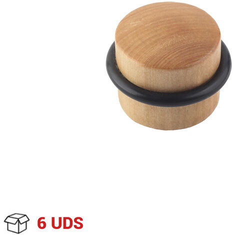 Arrêt de porte Style fonctionnel Protège les murs et les portes contre les impacts Fabriqué en hêtre Finition hêtre laqué transparent Mesures 373732mm Système de fixation adhésive 6 unités - Laque Transparente Hêtre