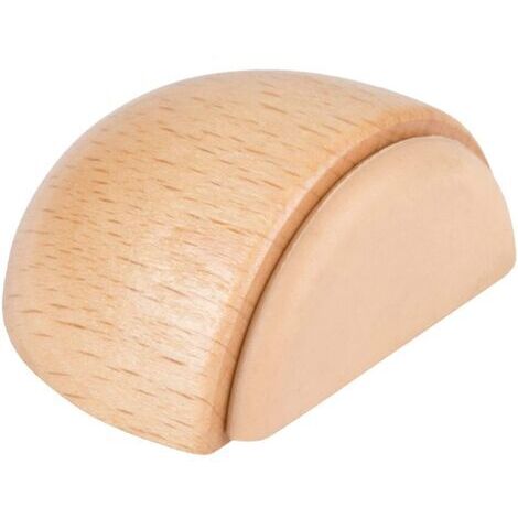 Arrêt de sol adhésif semi-circulaire décoratif en bois avec finition chêne et caoutchouc de couleur beige - Protège des chocs des murs et des meubles - Ø 45 x 25 mm