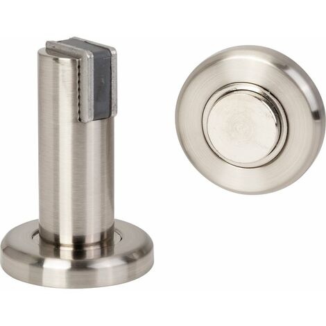 Arrêt magnétique 2 en 1 pour fixation au sol ou mur – Alliage zingué aspect inox – Dimensions 75 mm – Vendu à l'unité – Hafele