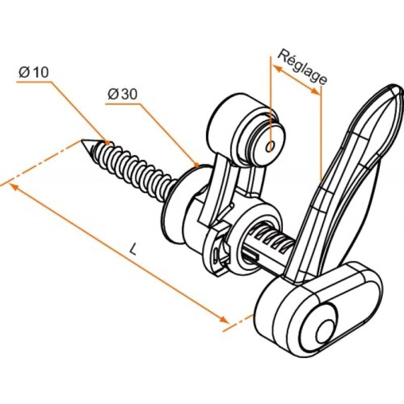 Arrêt de volet marseillais noir à vis à bois polyamide - longueur 160 mm Burgaud