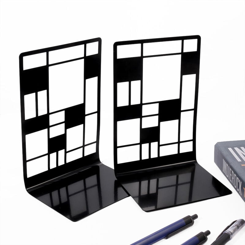 Arrête-livre en métal, arrête-livre noir mat lourd