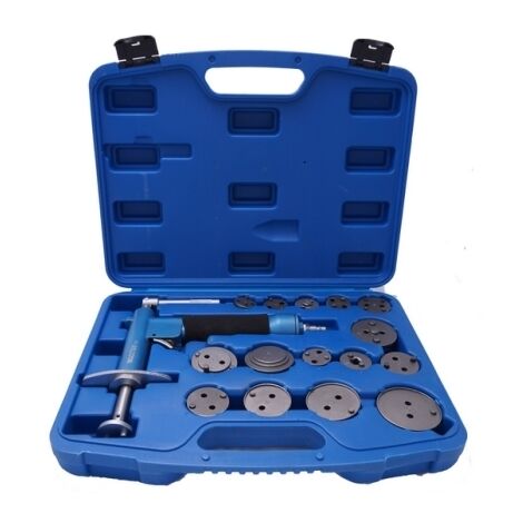 Arretratore ad aria compressa/pneumatico con 15 pz flange/adattatori/placche intercambiabili per manutenzione pistoni freni/freno a disco