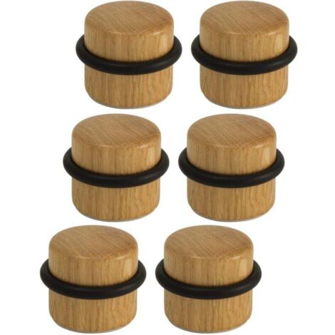 Arrêts de Portes - Butée de Porte Adhésive en Bois pour Sol - Butoirs de Porte Protection de Portes et Murs - Pack 6 unités (Chêne)-