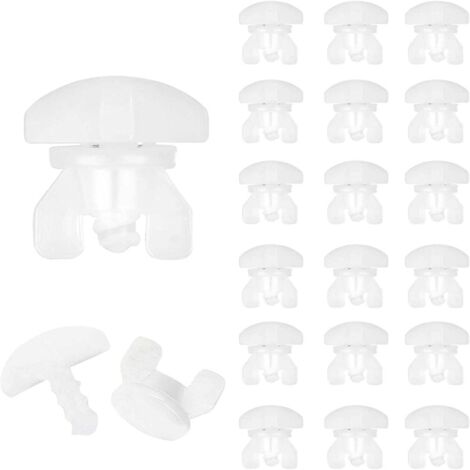 Arrêts Intermédiaires, Lot de 20, Blanc, Arrêt de Rideau, , Chambre de Roulement d'une Largeur Minimale de 16 mm, Hauteur de 6mm, Arrêt fin