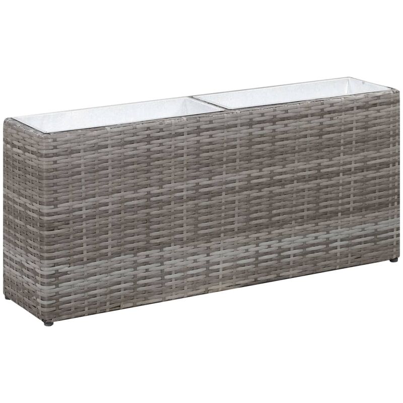 

Arriate con 2 macetas de ratán sintético gris 90x20x40 cm - Gris