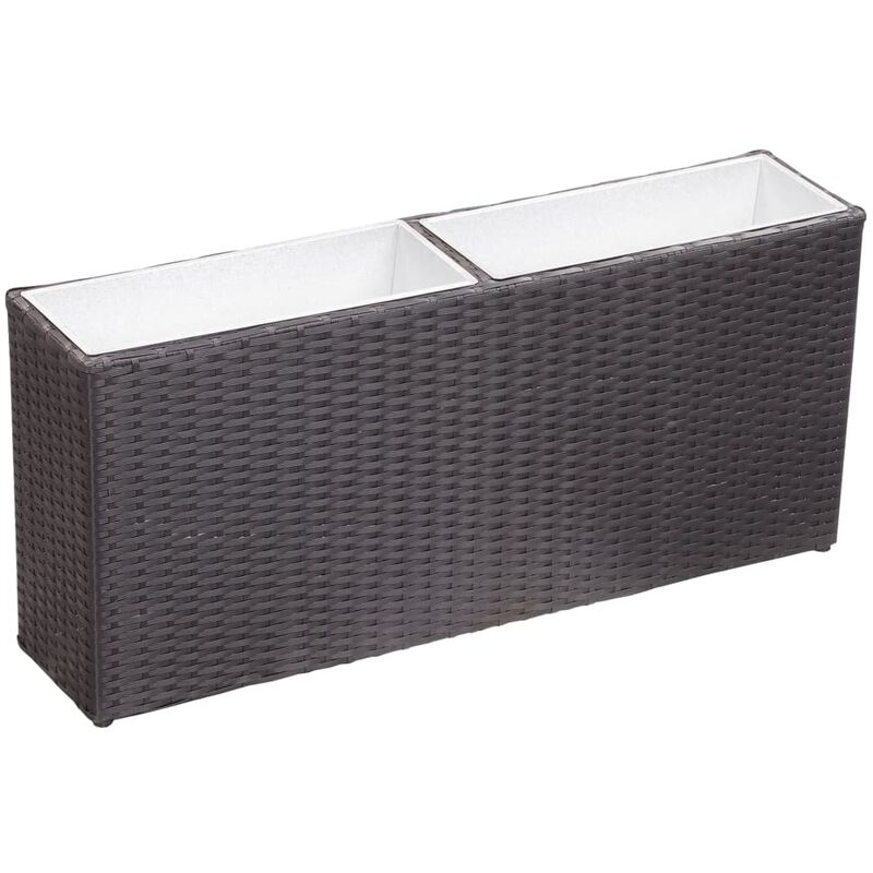 

Arriate con 2 macetas ratan sintetico negro 90x20x40 cm