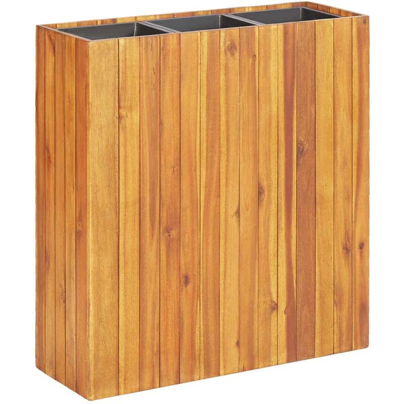 

Arriate con 3 maceteros madera maciza de acacia - Marrón
