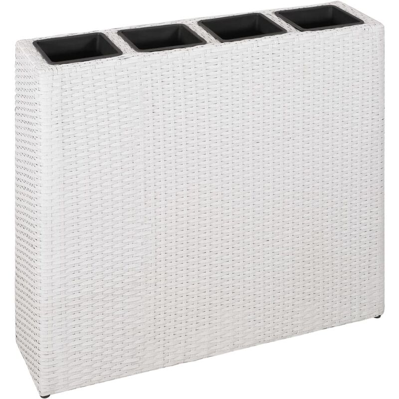 

Arriate con 4 macetas de ratán sintético blanco