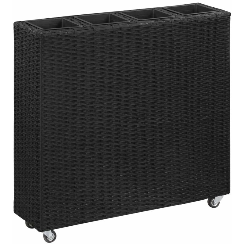 

Arriate con 4 macetas de ratan sintetico negro 80x22x79 cm