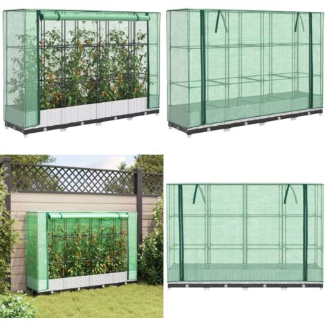Arriate con cubierta invernadero aspecto ratán 160x40x123 cm - Invernadero - Cultivo