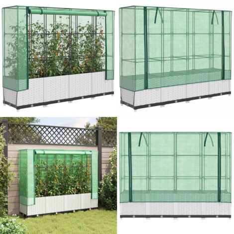 Arriate con cubierta invernadero aspecto ratán 160x40x138 cm - Invernadero - Cultivo