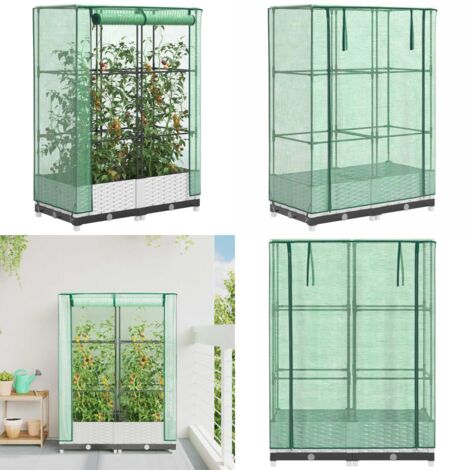 Arriate con cubierta invernadero aspecto ratán 80x40x123 cm - Invernadero - Cultivo