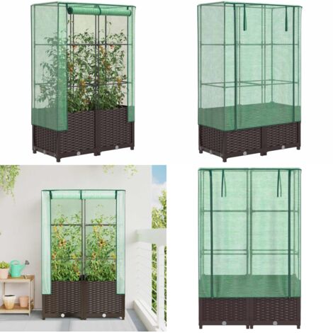 Arriate con cubierta invernadero aspecto ratán 80x40x138 cm - Invernadero - Cultivo
