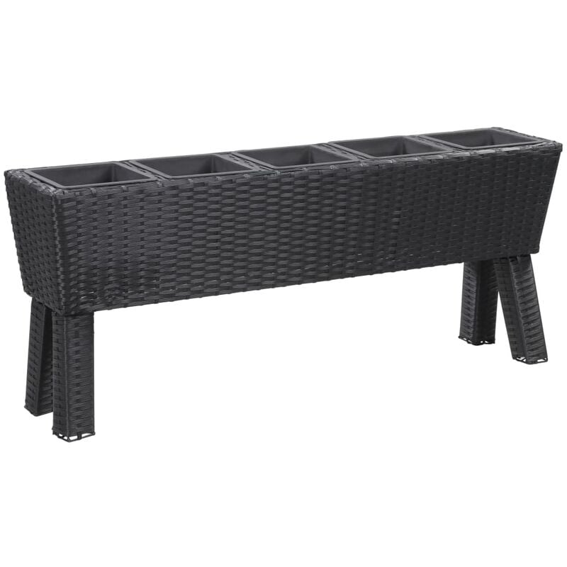 

Arriate con patas 5 tiestos ratán sintético negro 118x25x50cm - Negro