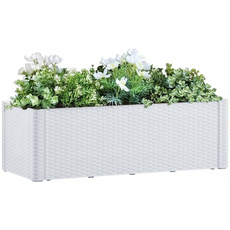 

Arriate con sistema de riego automatico blanco 100x43x33 cm