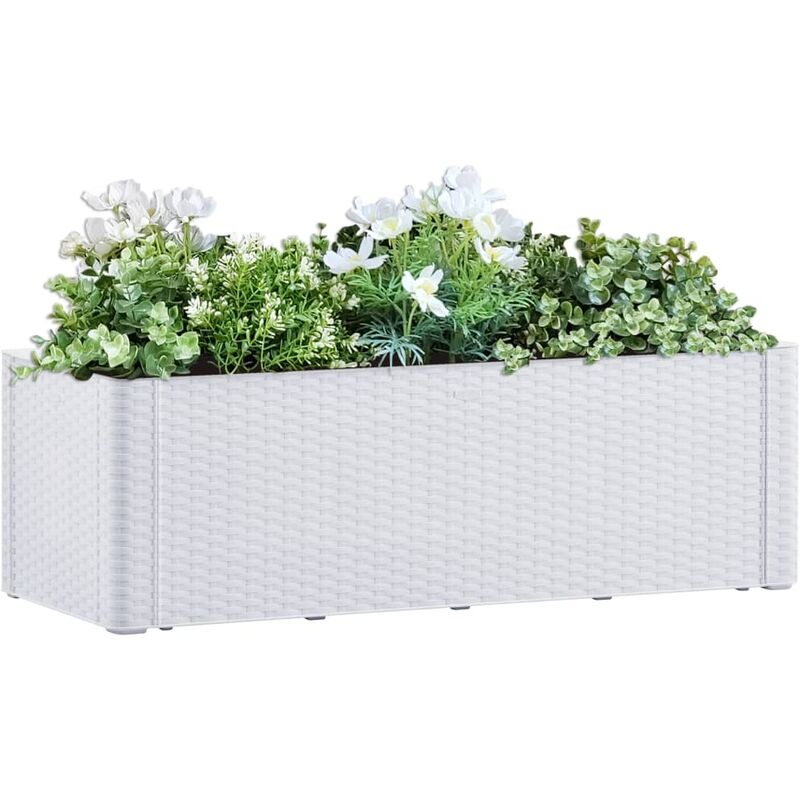 

Arriate con sistema de riego automático blanco 100x43x33 cm