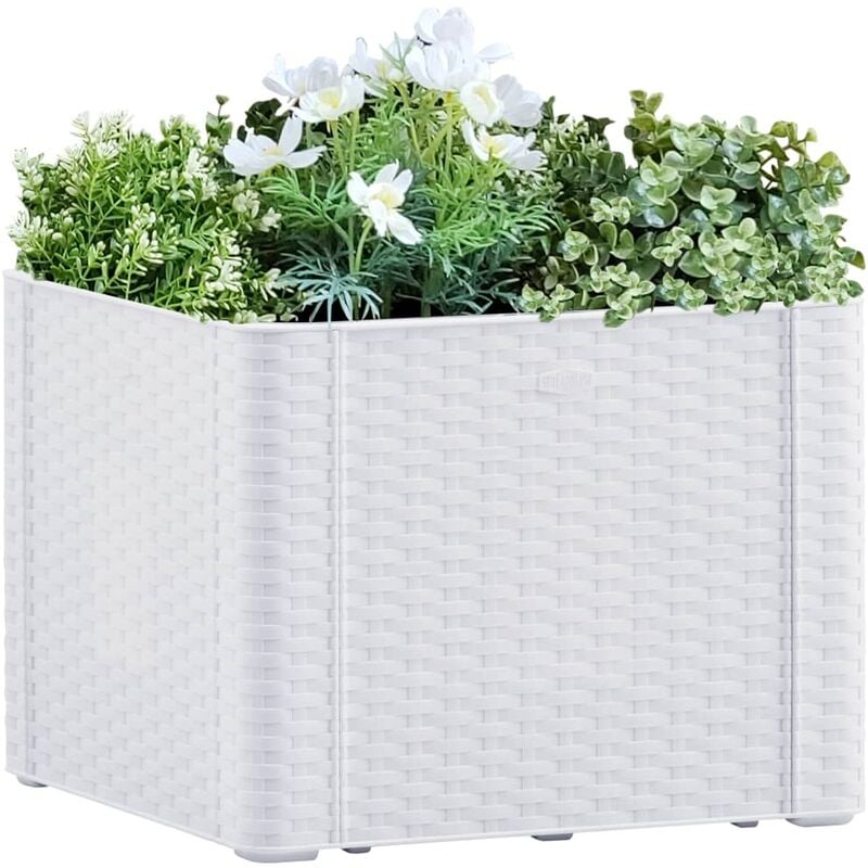 

Arriate con sistema de riego automático blanco 43x43x33 cm