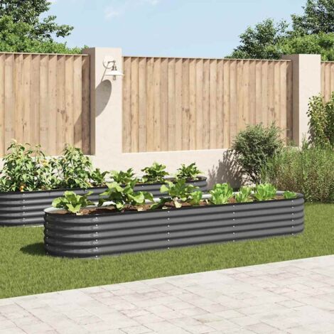 Arriate de acero galvanizado gris 320x80x44 cm