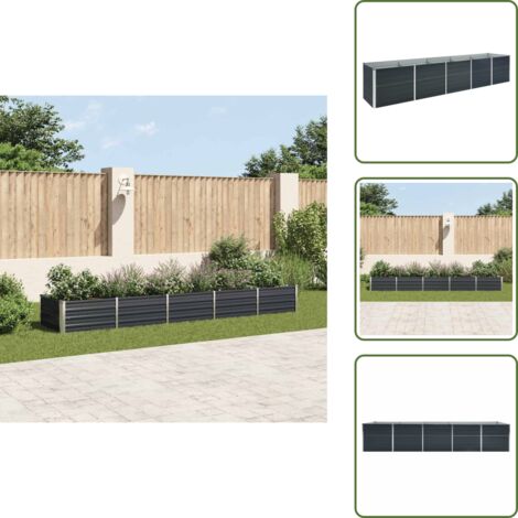 Arriate de acero galvanizado gris antracita 400x80x45 cm