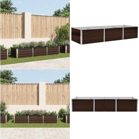 Arriate de acero galvanizado marrón 240x80x45 cm - Maceta - Arriate