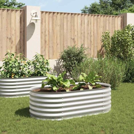 Arriate de acero galvanizado plateado 160x80x44 cm vidaXL